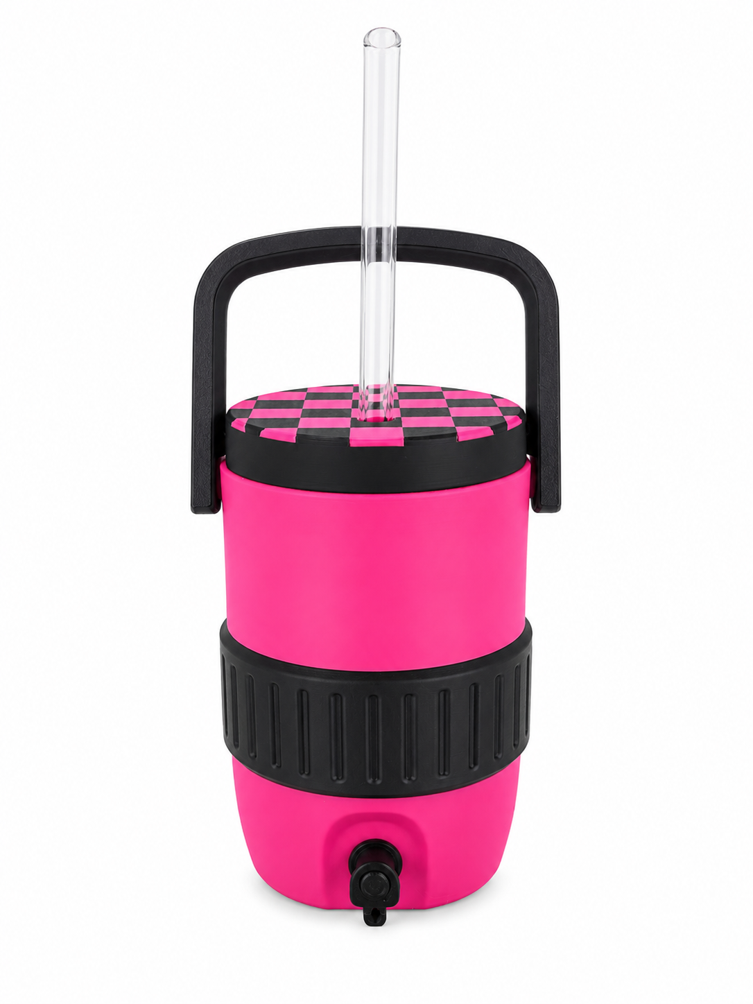 Retro Cooler Can Koozie 12oz Checkered Lid 2-Tone