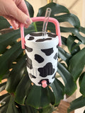 Retro Cooler Can Koozie 12oz Cow Print