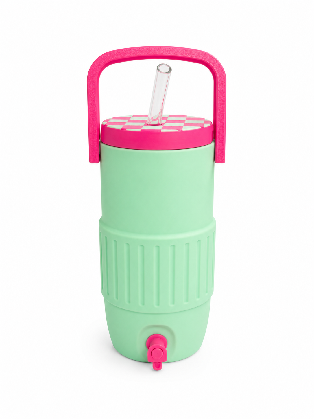 Retro Cooler Can Koozie 12oz Slim Checkered Lid
