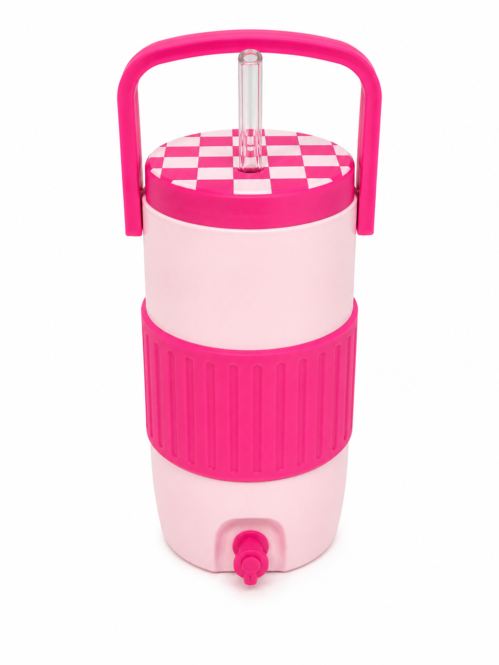 Retro Cooler Can Koozie 16oz Checkered Lid 2-Tone