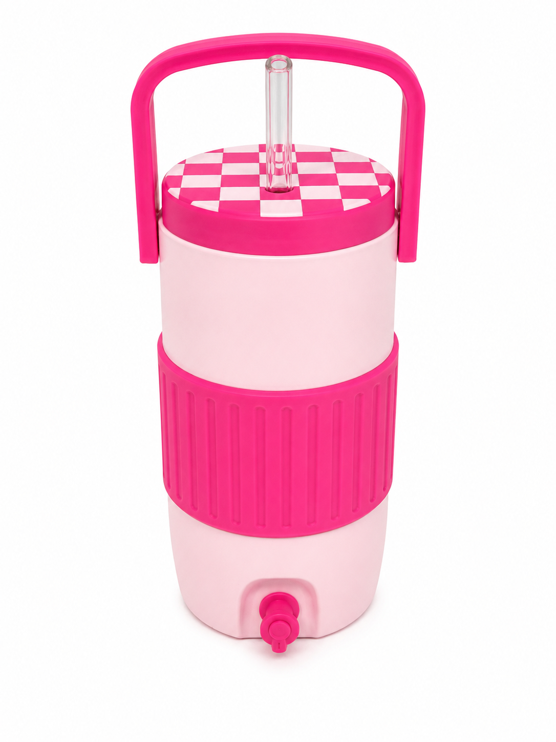 Retro Cooler Can Koozie 16oz Checkered Lid 2-Tone