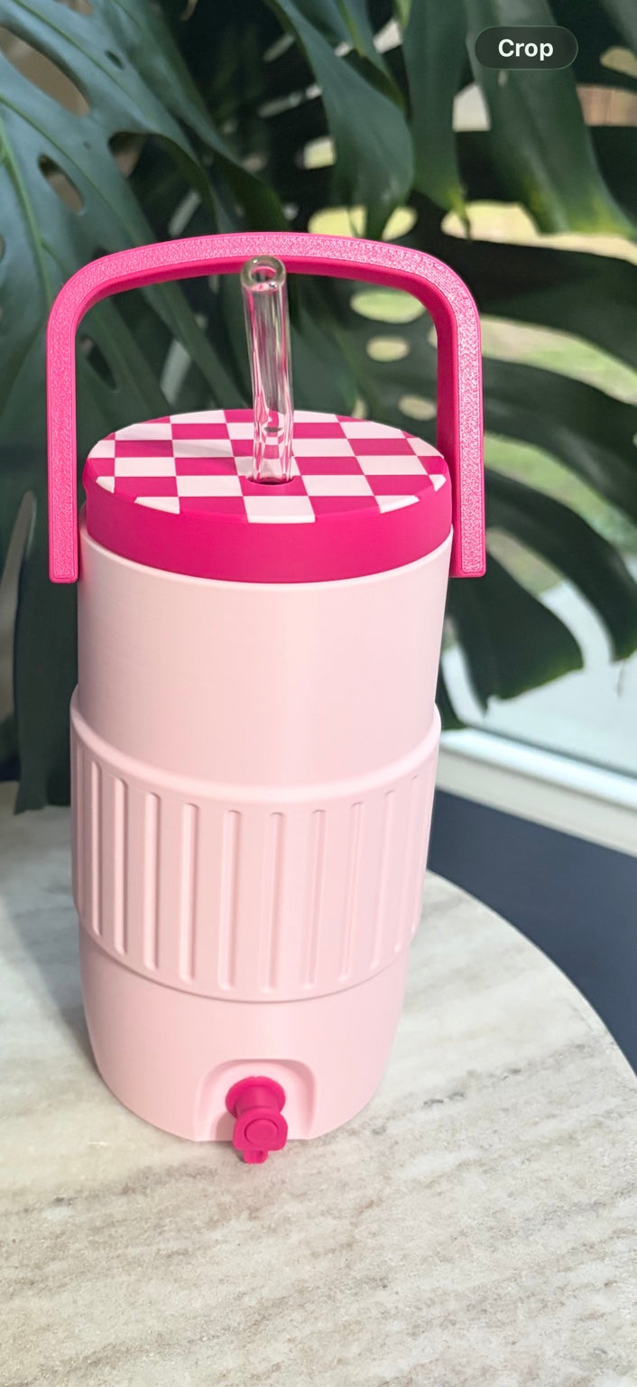Retro Cooler Can Koozie 16oz Checkered Lid