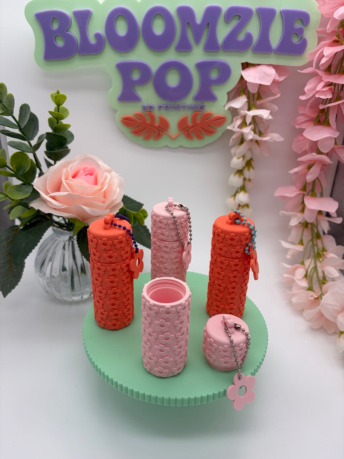 Keychain Flower Lip Balm Holder