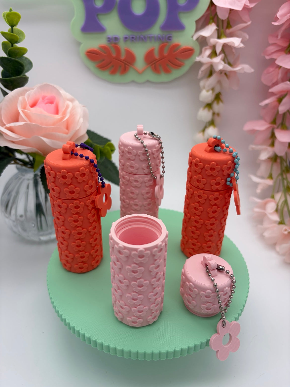 Keychain Flower Lip Balm Holder